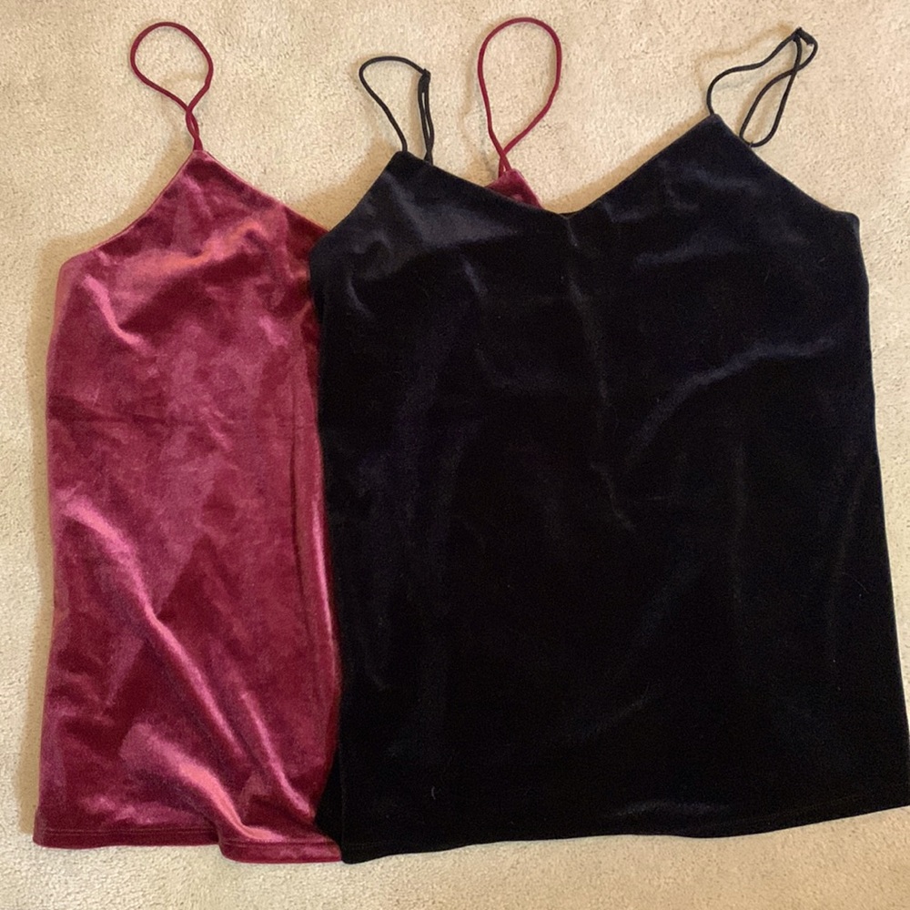 A NEW DAY BLACK & MAUVE VELVET TANKS-SZ S, NWOT.
